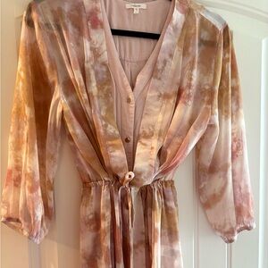 MAURICES-S Pink Tank/Tie Dye Chiffon Cardigan